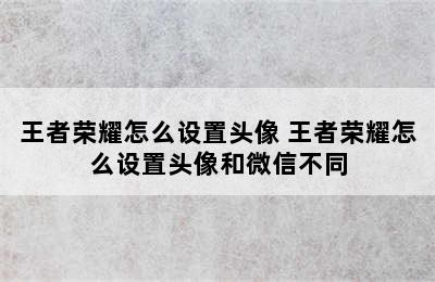 王者荣耀怎么设置头像 王者荣耀怎么设置头像和微信不同